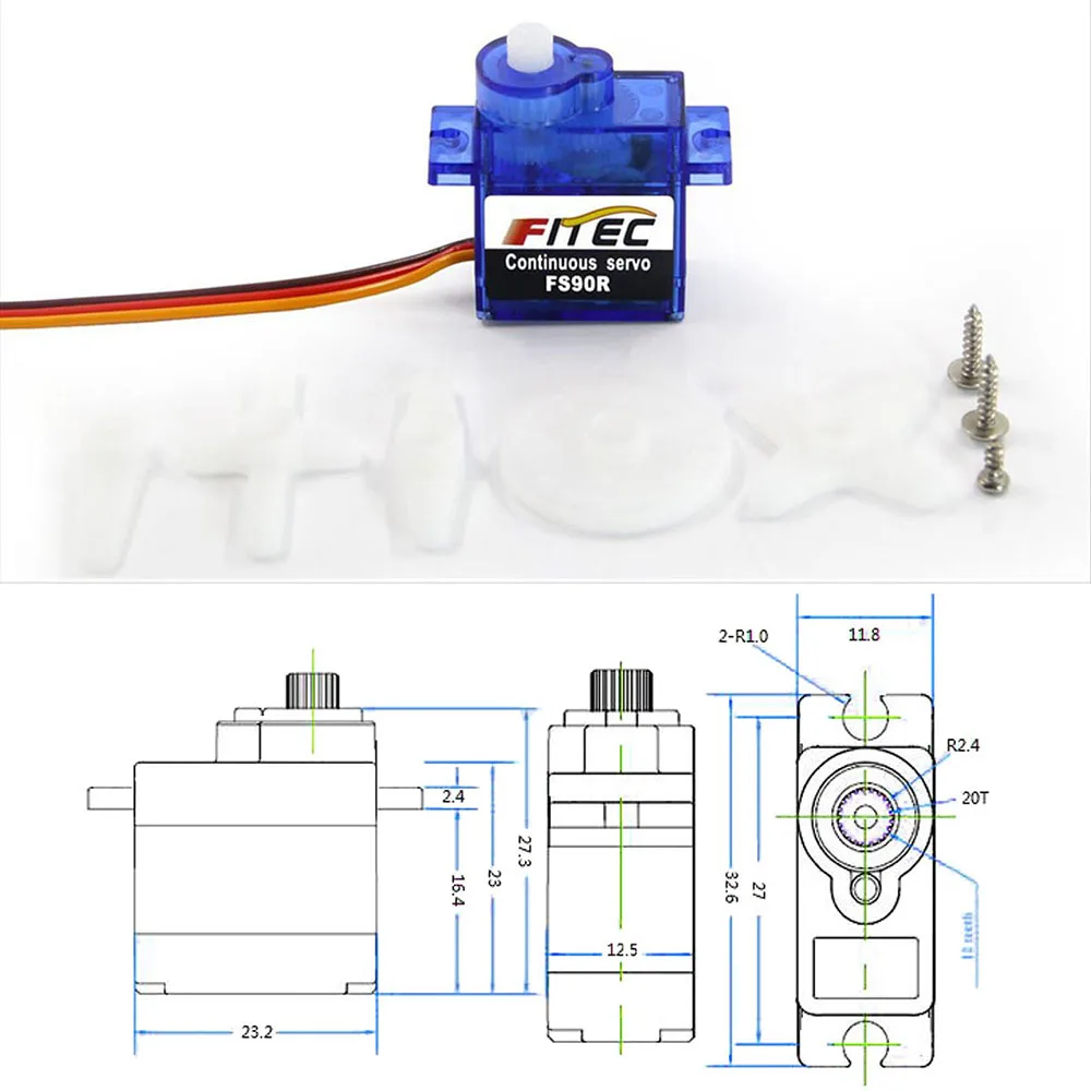 Feetech Mini FS90R مايكرو سيرف - مراجعة Micro Servo وسعره